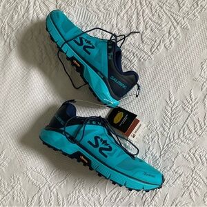 Salming hiking trail running shoes women’s mega grip vibram soles blue size 6.5